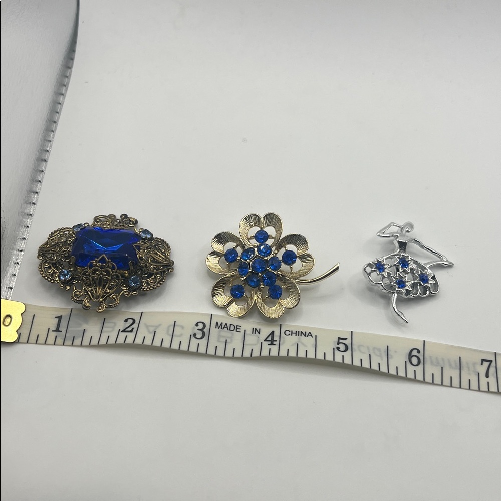 Blue sparkle  Brooch Set- 3 pcs
